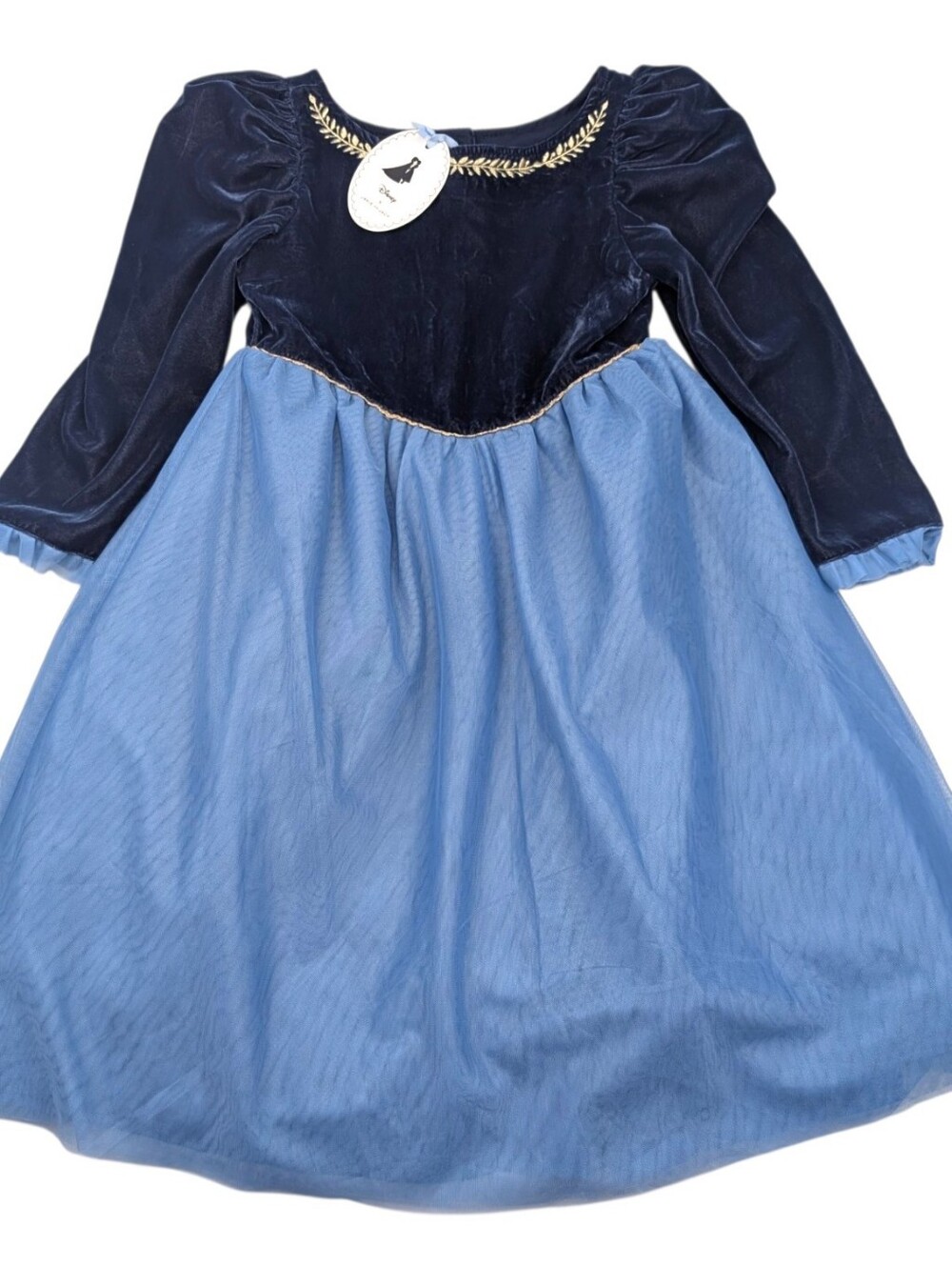 Disney x Janie and Jack Frozen Dress Costume Blue Velvet Tulle Girls Size 7 NWT